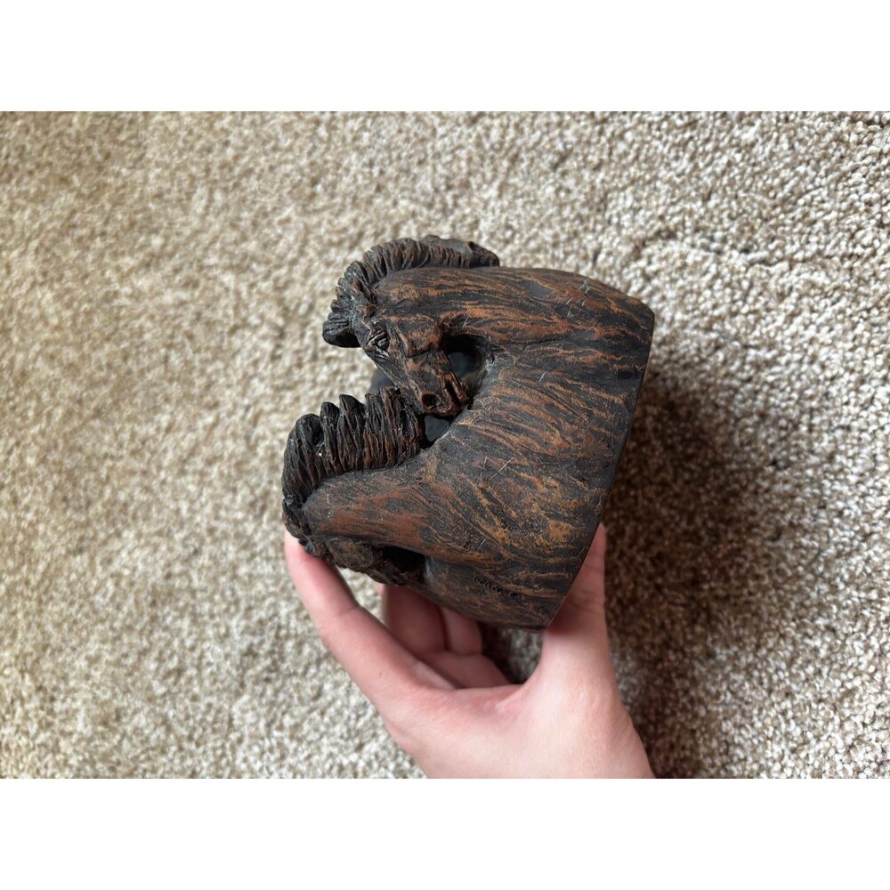 Running horses rustic candle holder